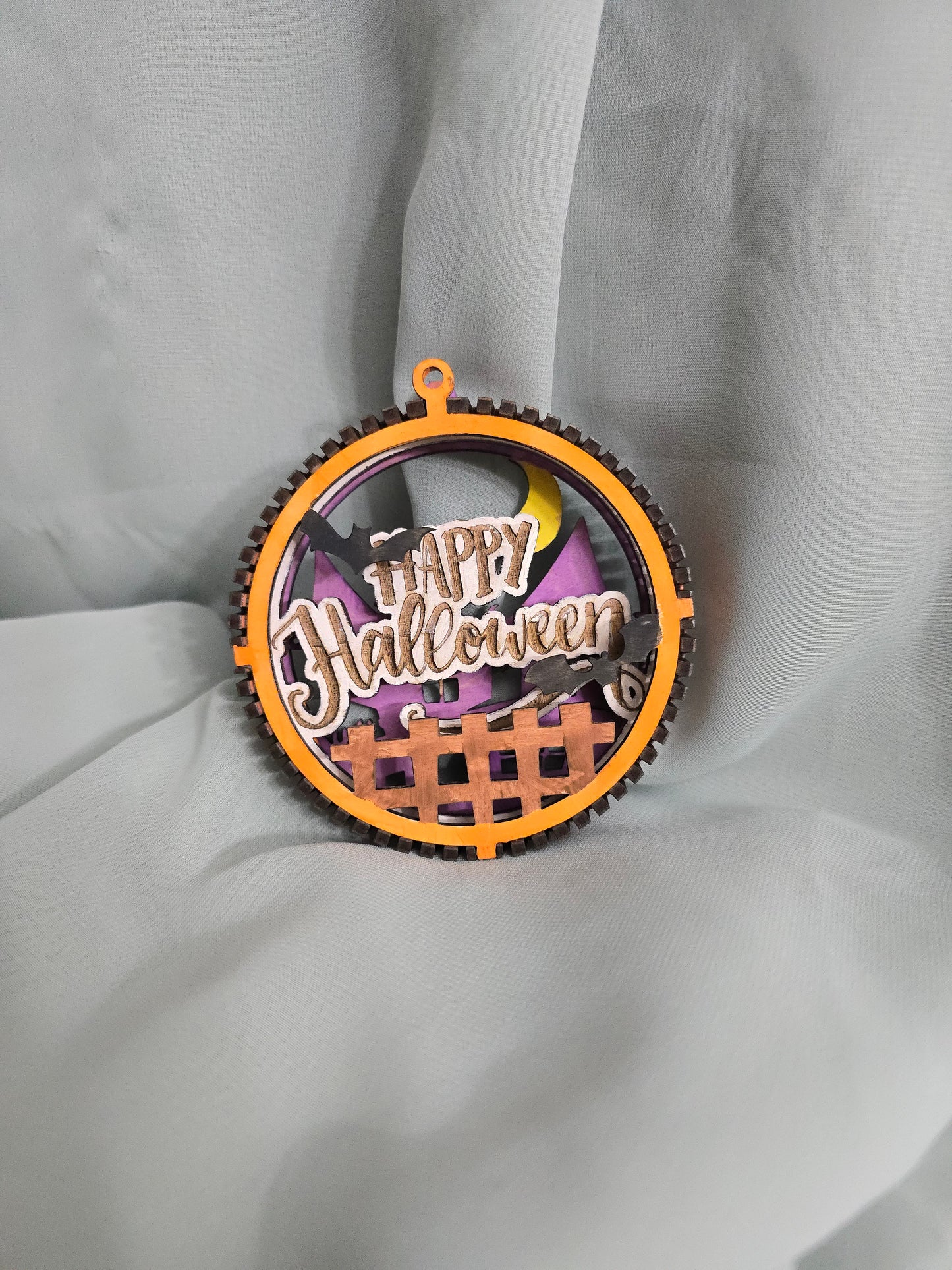 Halloween Decorations 3D Balls, Laser Cut Plywood, Painted