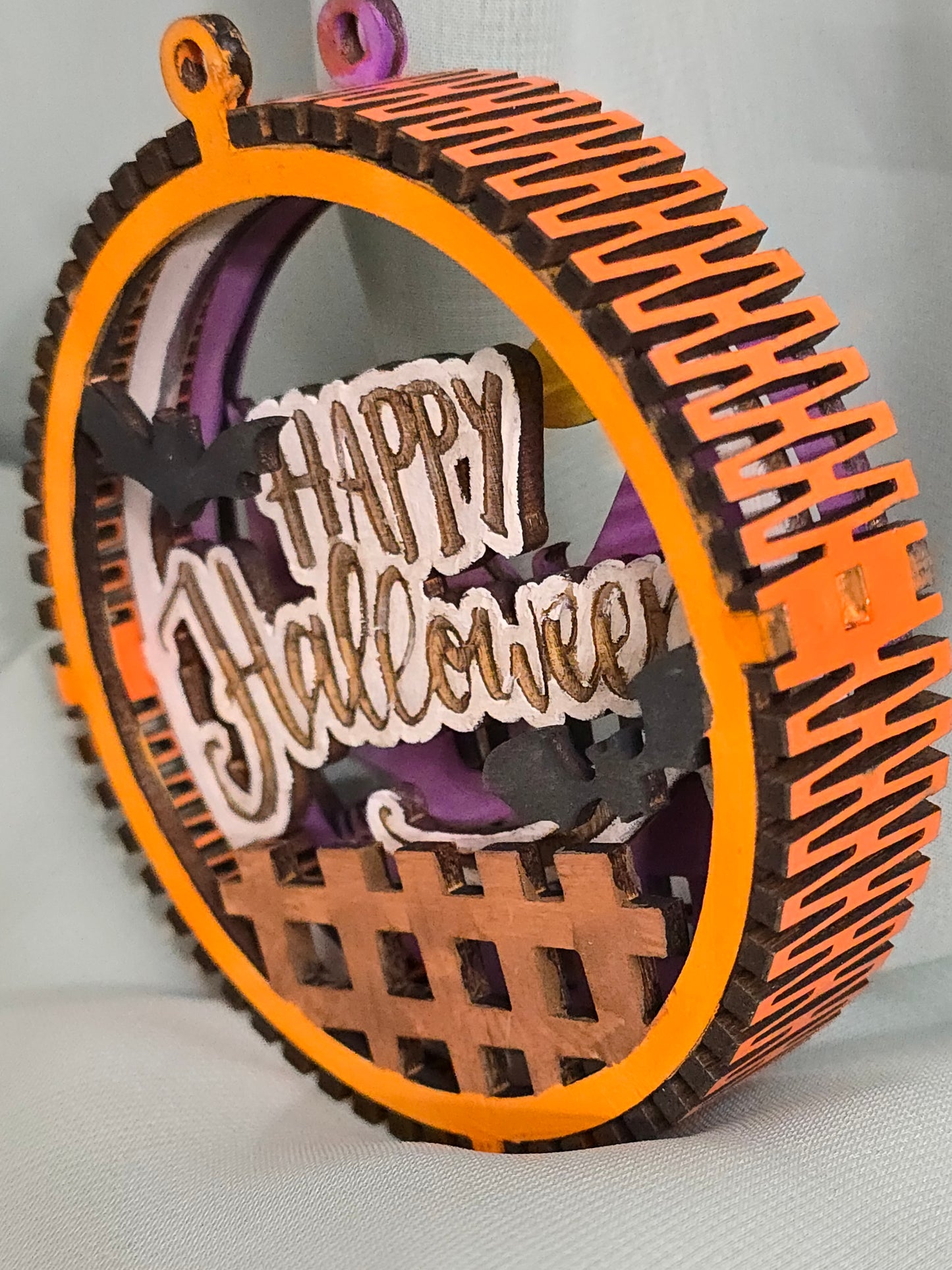 Halloween Decorations 3D Balls, Laser Cut Plywood, Painted