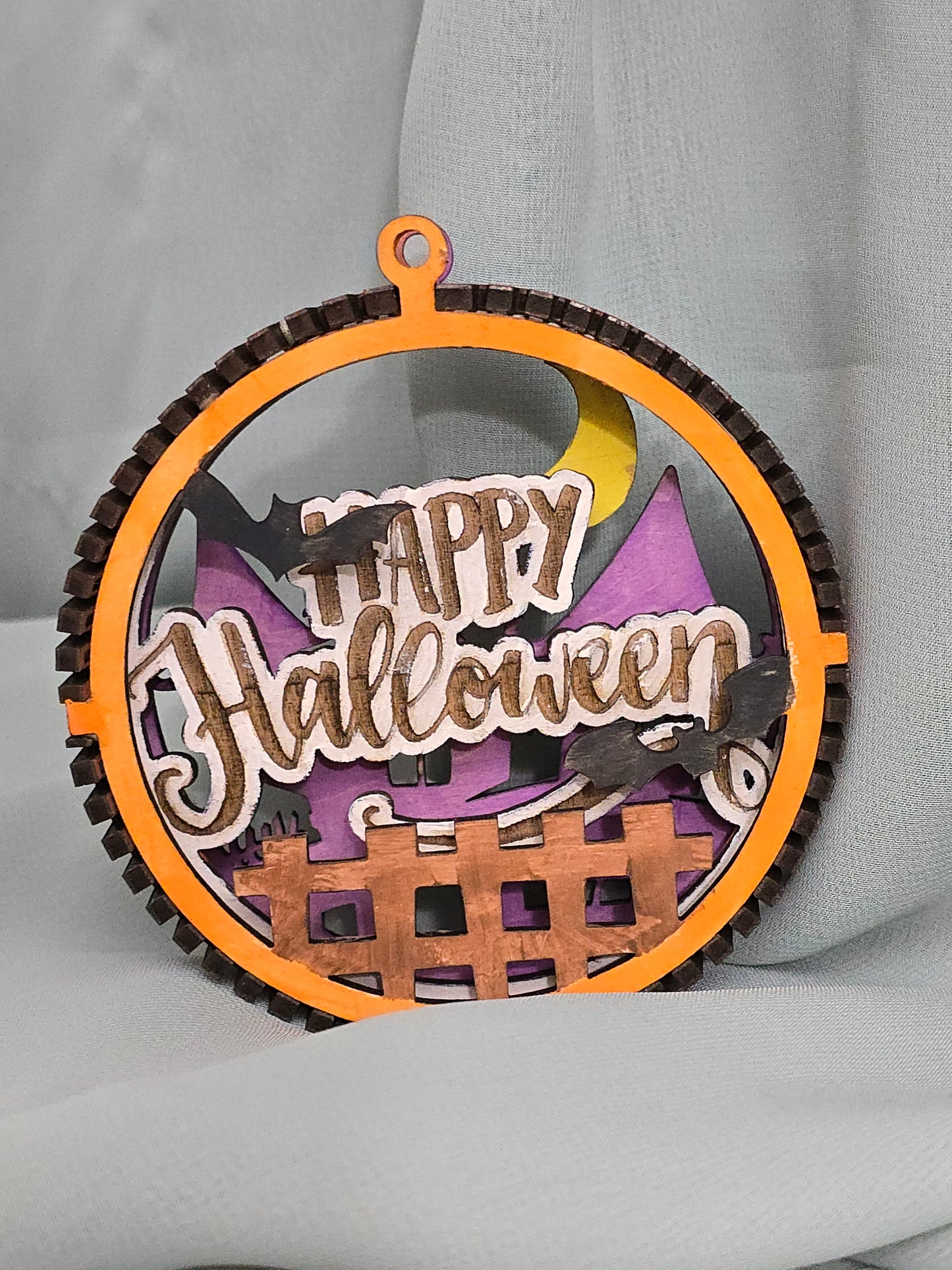 Halloween Decorations 3D Balls, Laser Cut Plywood, Painted