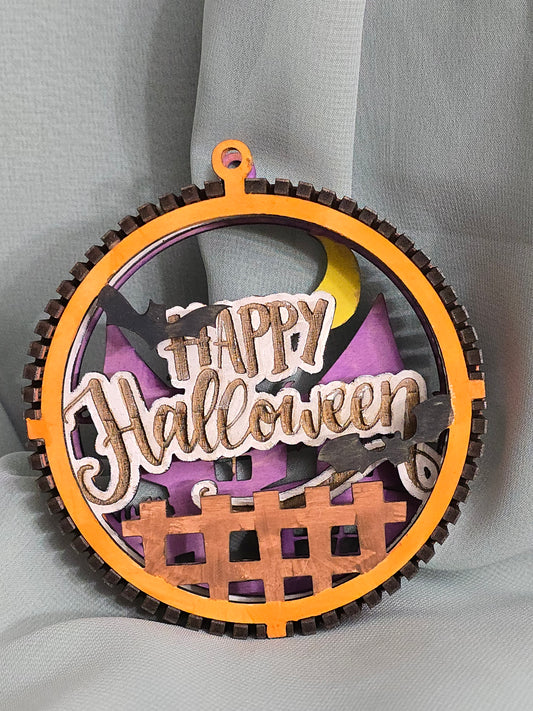 Halloween Decorations 3D Balls, Laser Cut Plywood, Painted