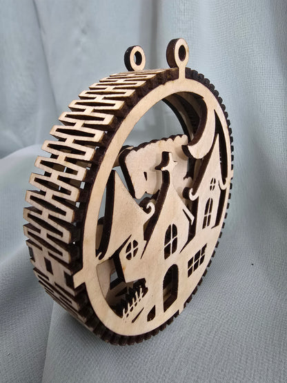 Halloween Decorations 3 Layers 3D Balls, Laser Cut Plywood, Unfinished