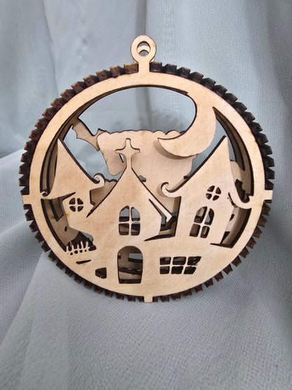 Halloween Decorations 3 Layers 3D Balls, Laser Cut Plywood, Unfinished